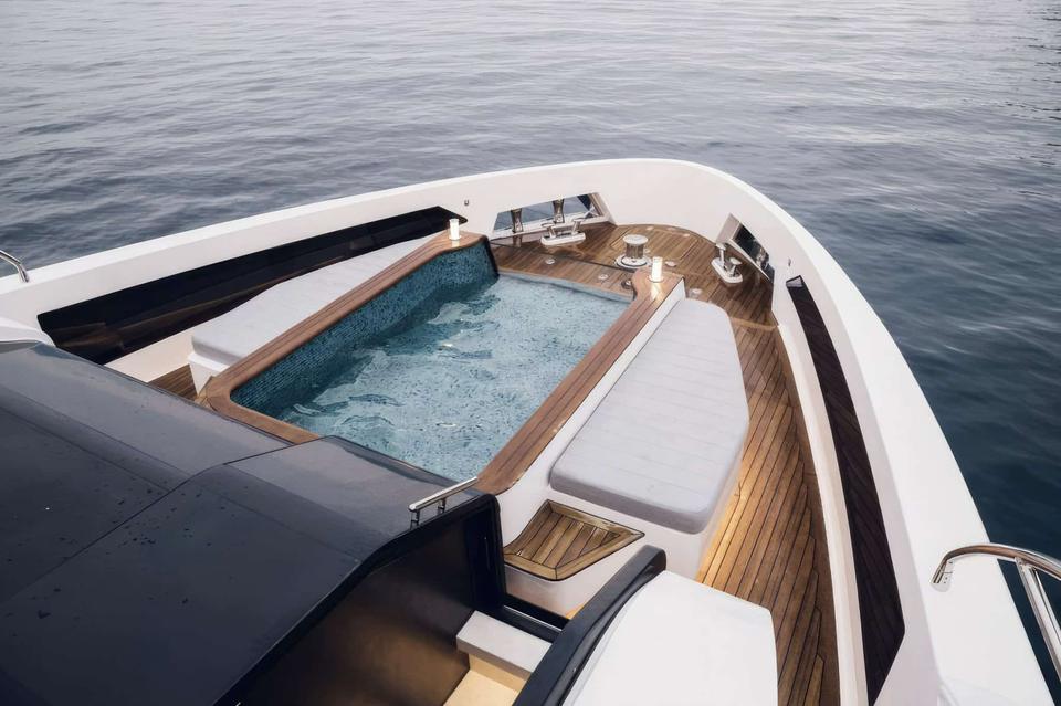 Bow lounge with a pool on a luxury superyacht