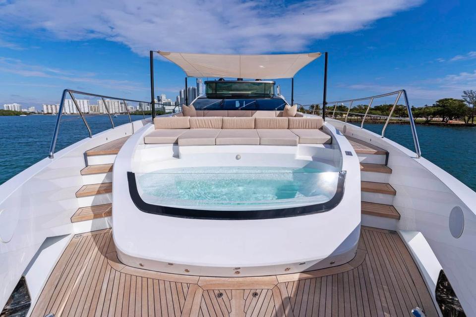 Deck jacuzzi on the bow of a charter yacht