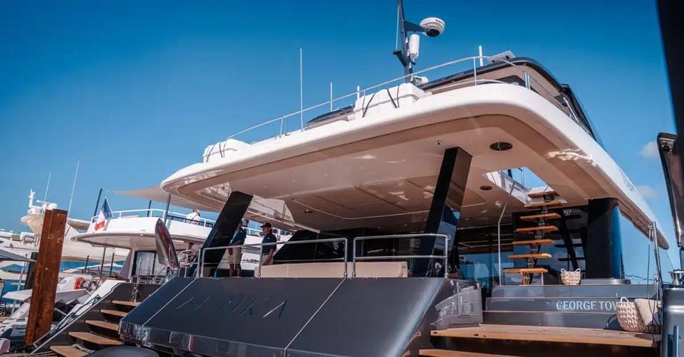 Yacht at marina slip ready for charter
