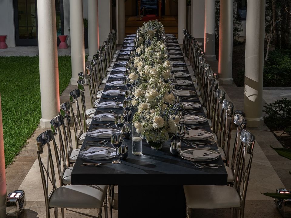 Long table set for a private dinner
