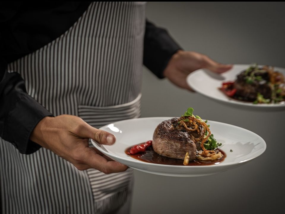 Plated dinner served at an elegant table