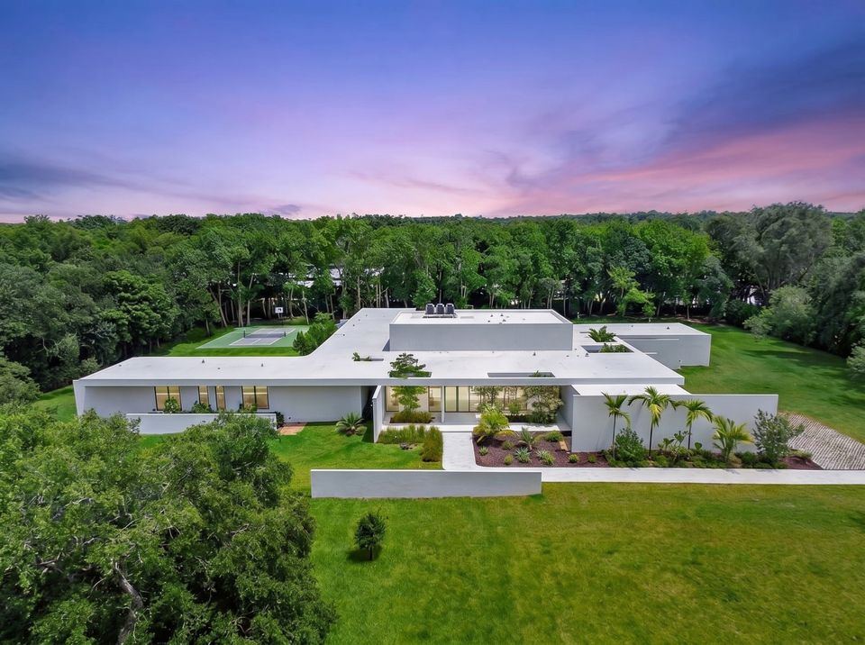 Aerial view of the estate surrounded by trees in Southwest Ranches, Villa Verano, Southwest Ranches