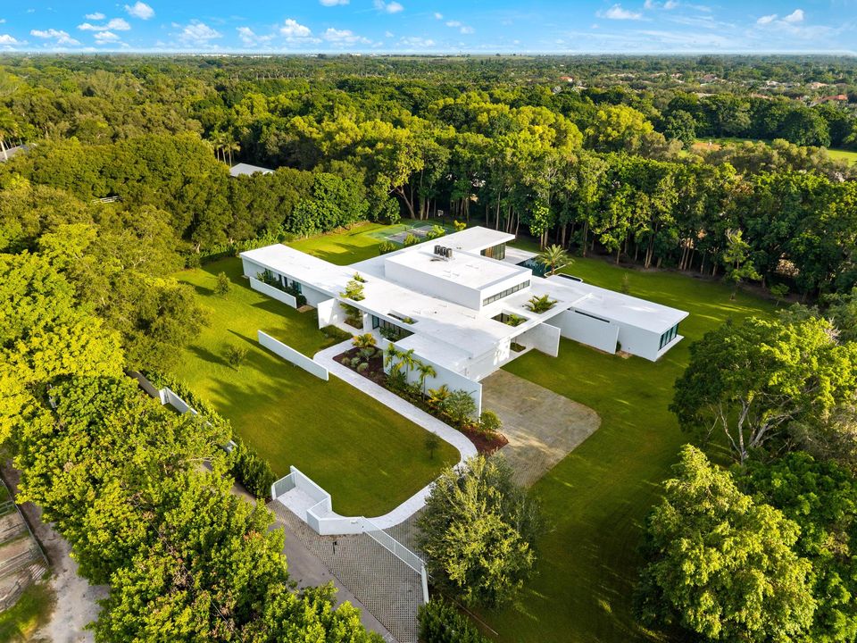 Aerial view of the house, pool and gardens, Villa Verano, Southwest Ranches