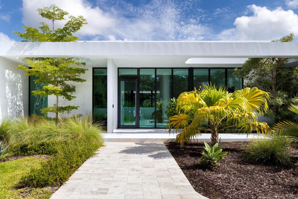 Entrance path through tropical planting, Villa Verano, Southwest Ranches