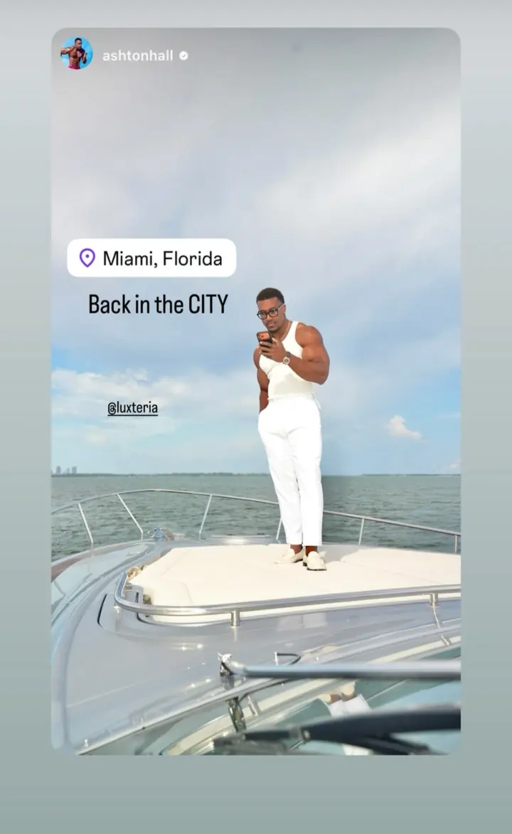 Back in the city, on the bow of a Luxteria yacht in Miami