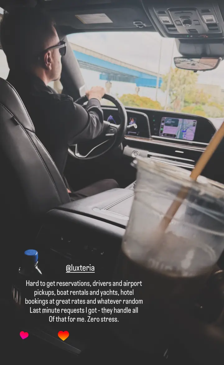 Chauffeured ride in Miami arranged by Luxteria