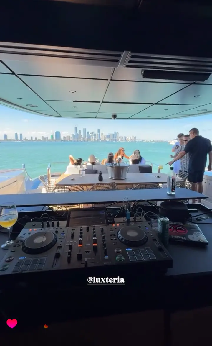 DJ set on a Luxteria yacht off Miami