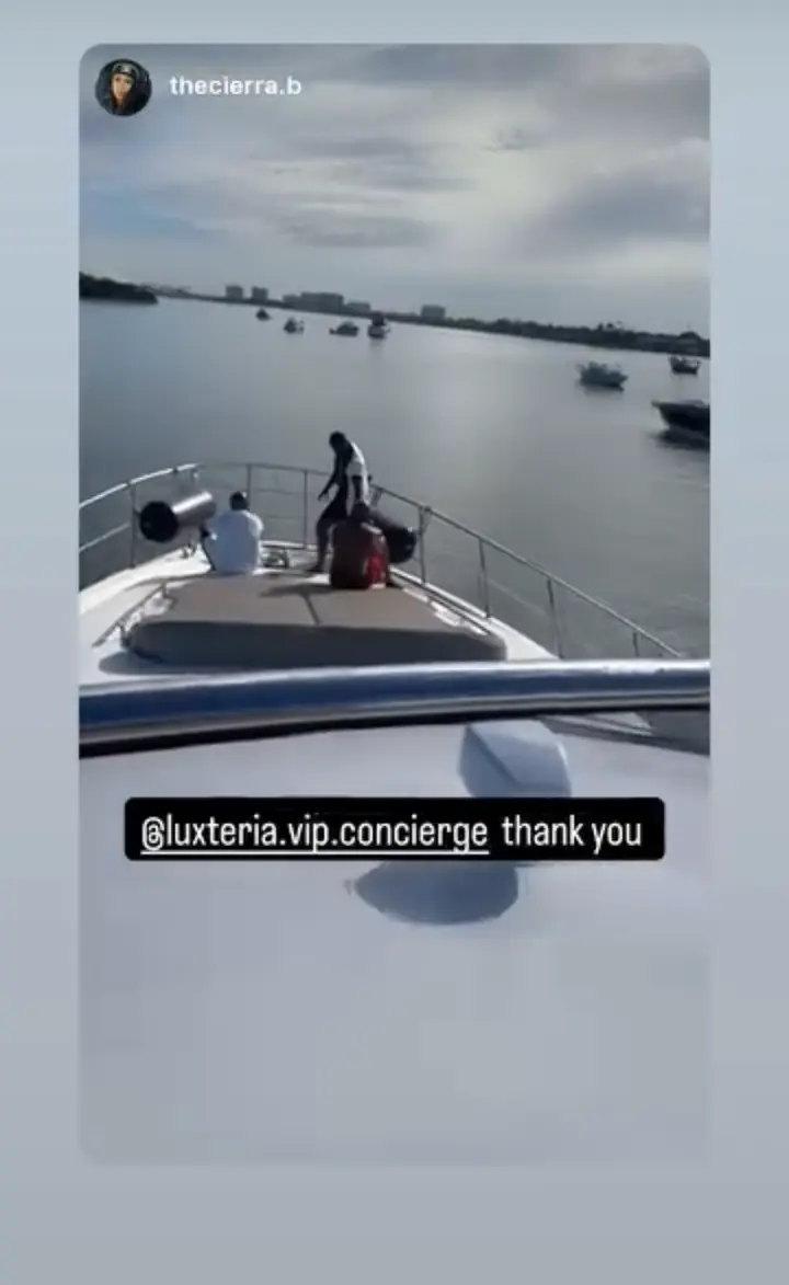 A thank you from the bow of a Luxteria yacht on Biscayne Bay