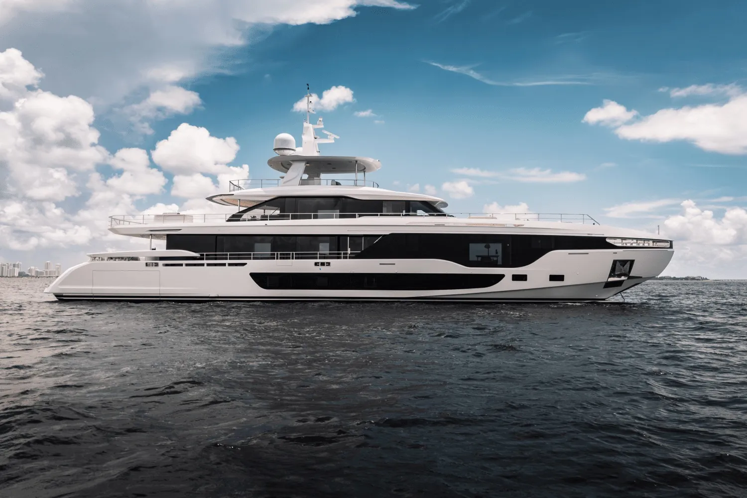 The 118 foot Azimut yacht on open water