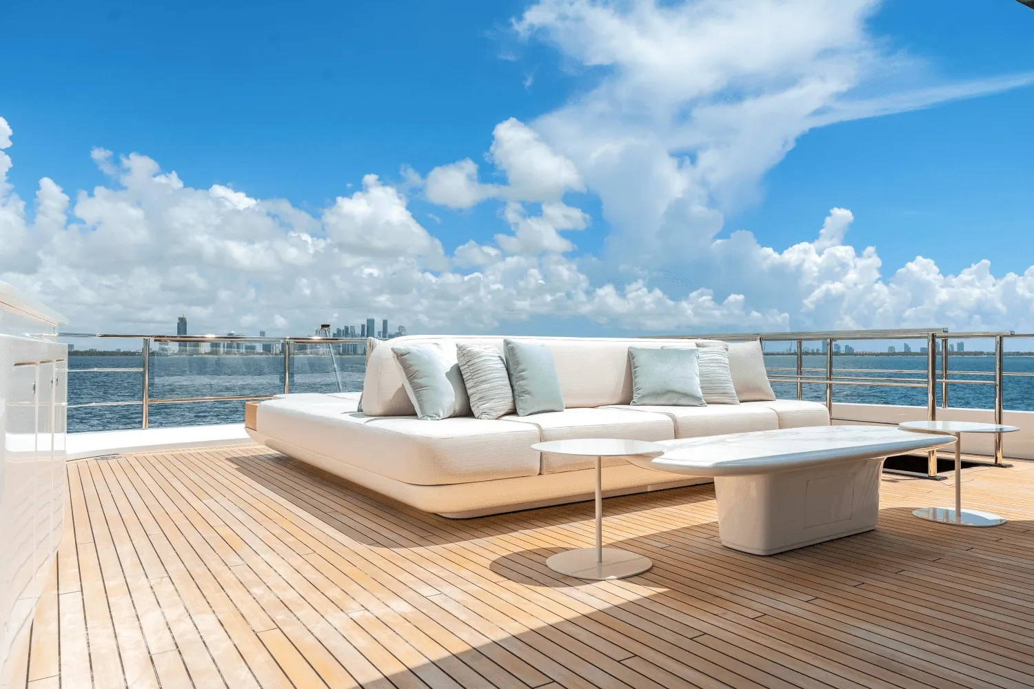 Sun deck lounge on the 118 foot Azimut yacht