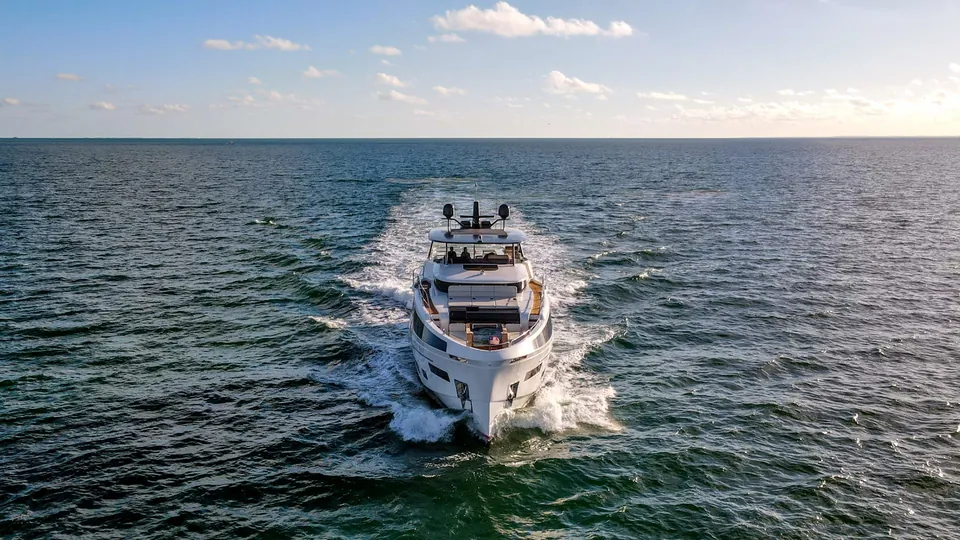 Sirena 88 yacht cruising on open water off Miami