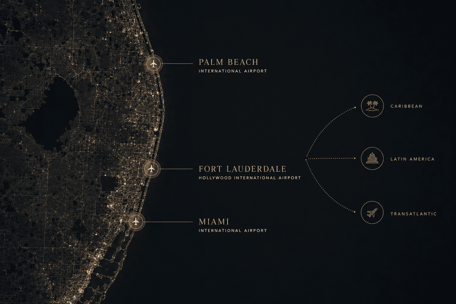 Miami, Fort Lauderdale, and Palm Beach departure infrastructure
